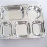 304 Stainless Steel 5 Compartments Restaurant School Canteen 5 Compartment Divided Stainless Steel Mess Lunch Dinner Snack Plate Fast Food Container Tray thumbnail-4