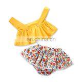 Fashion Baby Sets Lace Yellow Slip Tops And Floral Pants Summer Baby Girl Boutique Outfits thumbnail-2