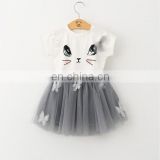 2pc 2020 cute cat short sleeve shirts solid skirt  baby girl clothes children fashion Girls' Clothing Sets