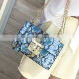 2020 Ladies PU Leather Shoulder Flap Bag Fashion Snake Skin Print Elegant Purse thumbnail-6
