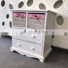 White Chest Drawers Storage Unit Wicker Baskets Pink Girls Furniture Shabby Chic thumbnail-4