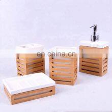 New Gadget Wholesale Simply Bath Accessory Ceramic Bamboo Bathroom Set thumbnail-1