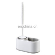 Wall Mounted Soft Silicone Toilet Brush And Holder Set Bathroom Cleaning TPR Toilet Brush