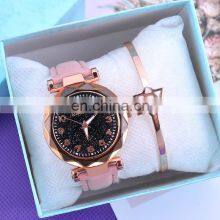 Casual Women Watches Starry Sky Quartz Wristwatch Female Clock Leather Fashion Ladies Wrist Gold Watch for Women thumbnail-1