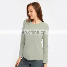 Soft Loose Long Sleeve Sports T Shirt Womens Custom Logo Yoga Causal Round Neck Tops thumbnail-4