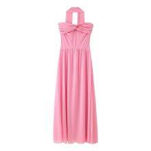 Summer New European and American Cross-border Foreign Trade Women's Clothing Sexy Pleated Solid Color Strapless With Scarf Long Skirt thumbnail-4