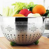 Fashion Design Stainless Steel Colander With Handle and Stand for Fruit and Vegetable thumbnail-1