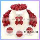Mitaloo Red Bead Necklace Set Bead Necklace Nigerian African Bead Jewelry Sets MT0002 thumbnail-1