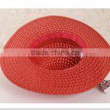 QXSH0055D Red Strip Straw Beach Hat for Women Fedora thumbnail-3