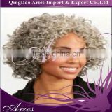 Hot sell in Euro kinky curl grey lace front wigs synthetic wholesale