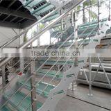 Double Stringer Stainless Steel Straight Stairs With Glass Treads thumbnail-5