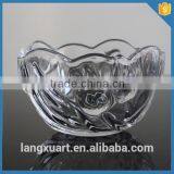 Pressed Punch Glass Crystal Bowl Engraved Flower Crystal Fruit Bowl
