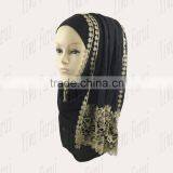 Fashion Graceful Wholesale New Style Lace Charming Shawl Wrap Viscose Shimmer Hijab Glitter Scarf thumbnail-4
