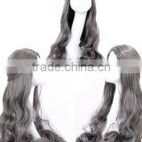 Costume long gray deep wave wigs with braid N360