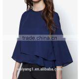 Contrast Trim Double Layer Top Fashion Woman Shirt thumbnail-2