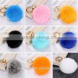 2017 New Trinket Keychain Pompons Rabbit Fur Fluffy Pom Pom Key Chains for Cars Keyrings