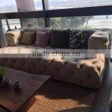Retro Button Tufted Upholstered Fabric Sofa/ Classic Pure Linen Chesterfield Couch Sofa/ American Hot-Sale Living Room Sofa thumbnail-3