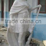 Hand Carved Life-size White Marble Knight Statue thumbnail-4