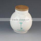 Coffee Tea Sugar Ball Shaped Porcelain Storage Bottle&jar With Wood Lid thumbnail-4