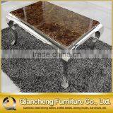 6 Seaters Dining Table With Marble Top Stainless Steel Frame thumbnail-4