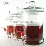 5L Clear Cylinder Glass Liquid Juice Dispenser With Base thumbnail-3