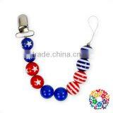 Latest Design Bubble Gum Pink White Beads Baby Metal Pacifier Clips thumbnail-5