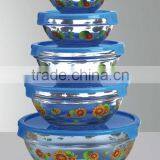 Round Patterned Glass Bowl Set With Decal Logo Design thumbnail-1