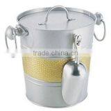 Galvanized Zinc Color Ice Bucket With Plastic Inner and Scoop thumbnail-2