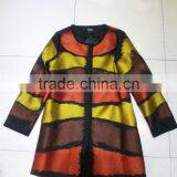 Winter Three Quarter Sleeve Cardigan Colorful Strips Women Coat Made in Sinkar thumbnail-3