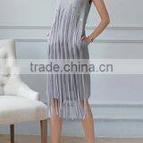 Fashion Clothing OEM Star Detailing Sleeveless Midi Women Tassels Dress thumbnail-6