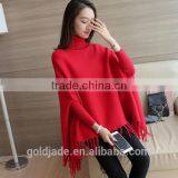 2016 Korea Knitwear Sweater New Design Poncho Cloak Sweater With Tassels thumbnail-1
