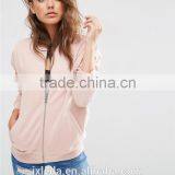 Cheap Price Women Solid Color Bomber Jacket in Jersey thumbnail-3