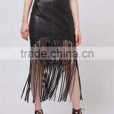 Brand Design OEM Services Leather Midi Skirts Tassels Maxi Skirts High Waist Bodycon Sexy Skirts thumbnail-4