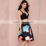 MGOO 2016 Brand Design Custom Floral Umbrella Skirts For Women High Waist Black Beauty Up Skirt 15145A216 thumbnail-2