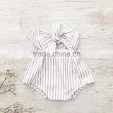 Cotton Fabric Newborn Baby Clothes Off Shoulder Korean Designers Baby Romper thumbnail-4