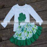 Girls Green Skirt Set- Personalized Pink Body Lucky Suit Body Suit and Skirt thumbnail-1