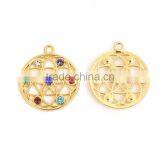 Zinc Based Alloy Yoga Healing Pendants Round Gold Plated Multicolor Rhinestone thumbnail-3