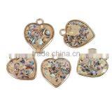 Zinc Based Alloy & Shell Charms Heart Gold Plated Transparent Clear Enamel thumbnail-1