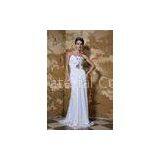 Beauty White Strapless Mermaid Chiffon Summer Party Dresses Evening Gown With Beads thumbnail-1