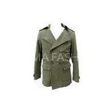 Male Dark Green Microsanded Cotton Coat and Jackets With Military Collar