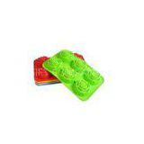 Flexible Silicone Baking Molds With 6 Cavities Rose Cake , Green / Red