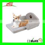 Grey luxury folding plush pet sleeping bed for dog