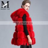 Top Fashion New Design Luxury Real Fox Fur Hood Vest Pattern / Women Winter Sleeveless Hooded Vest