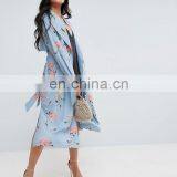 Wholesale New Fashion Autumn Printing Back Side Vent Bulk Ladies Long Wind Coat thumbnail-1