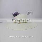 Wholesale Laidies Design Summer Paper Straw Panama Hat With Flower Garland thumbnail-4