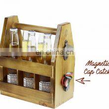 Brown 6 Package Box Custom Logo Custom Wooden Box Beer Caddy thumbnail-2