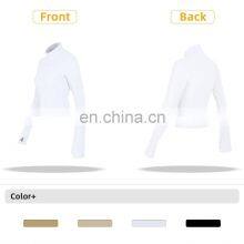 Wholesale UV Protection Women Full Zipper Yoga Tops Gym Long Sleeve Lightweight Jackets thumbnail-3