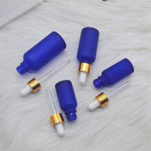 Diamond Blue Color Glass Dropper Bottle Frosted Matte Blue Empty Dropper Bottles 5-100ml thumbnail-3
