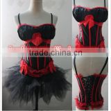 wholesale Junhou brand ladies strap red black corset with padded bra