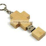 Customized cross shape wooden usb hard drive 16GB